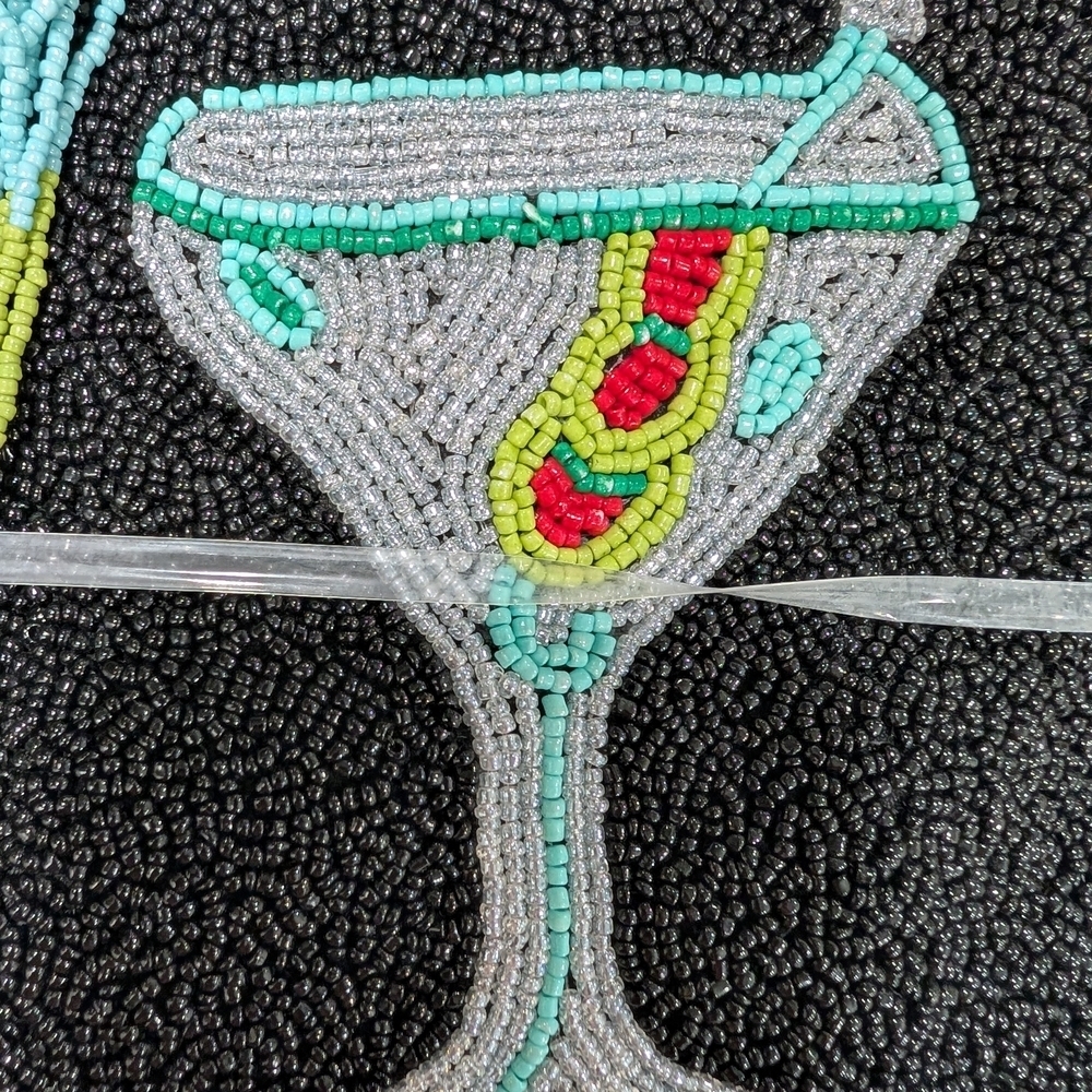 Sincerely Jules Black Beaded Clutch with Cocktail Design - Picture 2 of 3